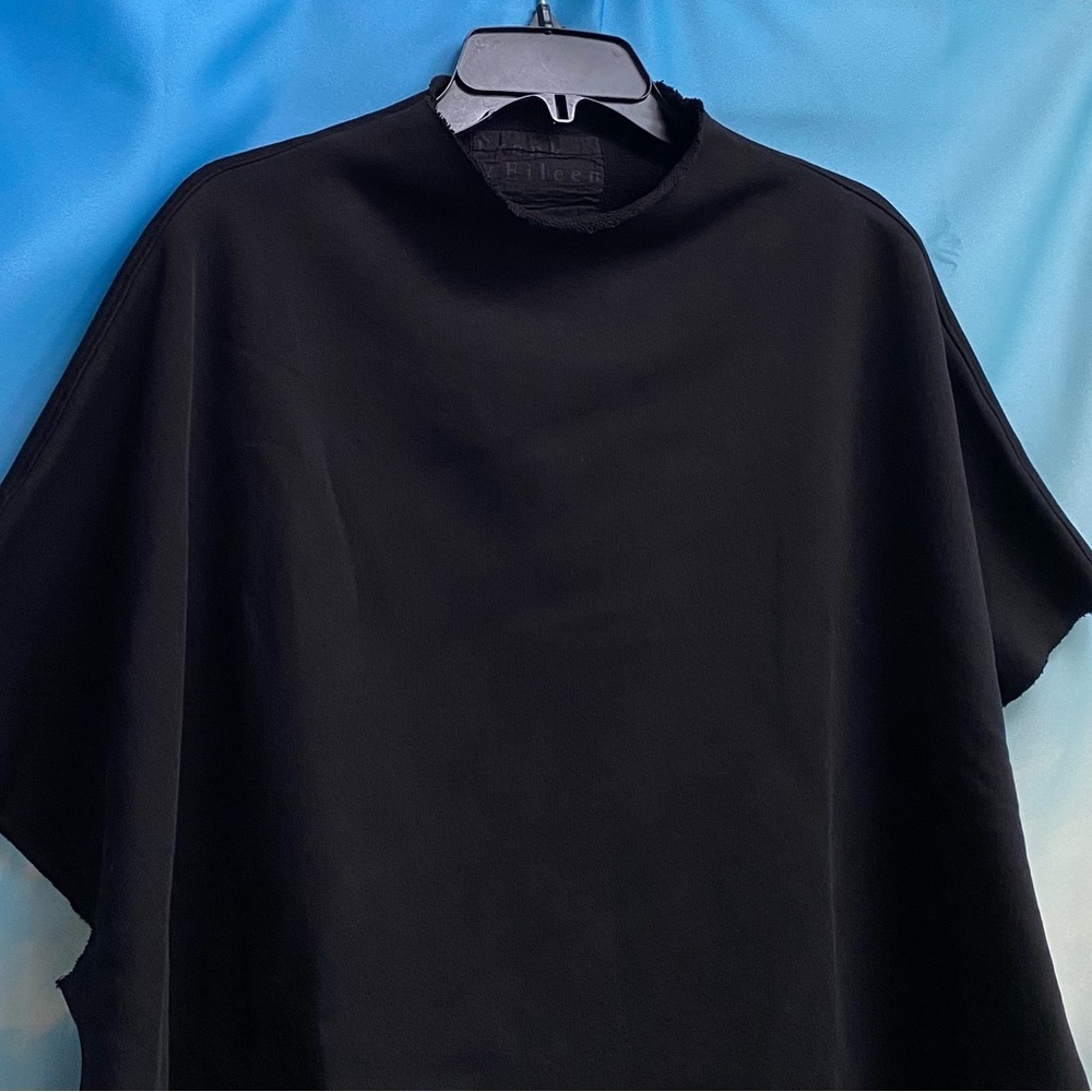 Frank & Eileen Audrey Funnel Neck Cotton Capelet Sweatshirt Size: OS Black - Picture 6 of 16